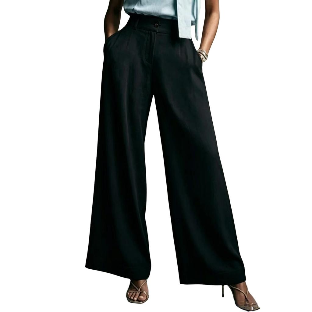 Women's High Waist Wide Leg Pants Loose Fit Casual Trousers Lightweight Comfortable Relaxed Fit Full Length