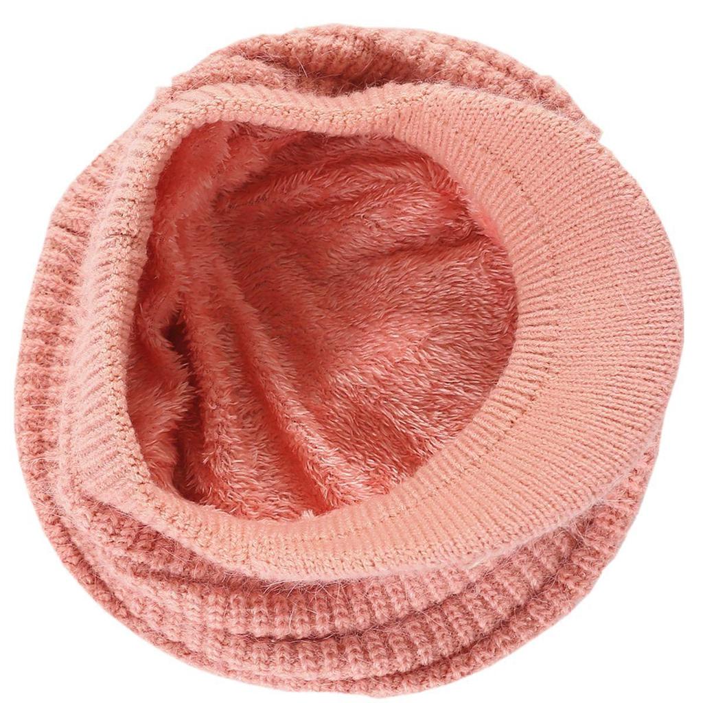 Women's Plush Knitting Soft Rabbit Wool Baseball Hat Beret Warm Cap