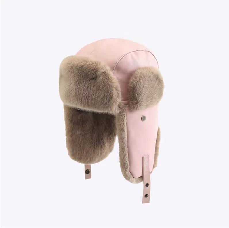 

Unisex Winter Windproof Leather Aviator Hat with Warm Ear Protection One Size