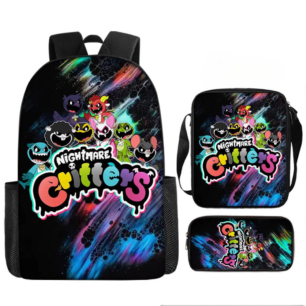 Poppy Playtime Chapter 4 Nightmare Critters Kids Backpack Oxford Lightweight School Bag With Cushion Straps For Elementary Students