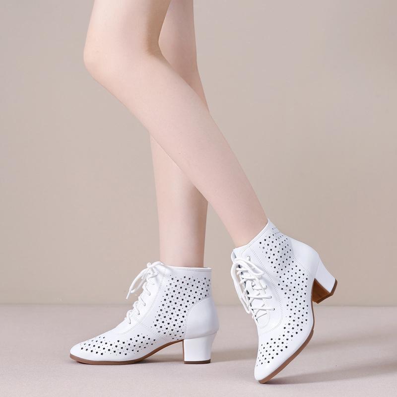 Hollow Out High Top Dance Shoes for Women Sailor Shoes Gitaba Breathable Dance Boots Heeled 5CM