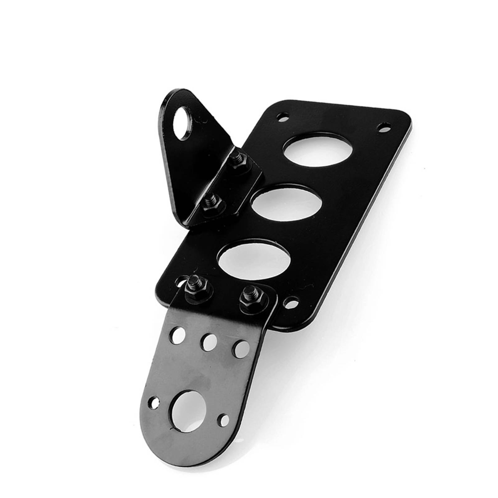 

Motorcycle Brake Tail Light License Plate Side Mount Metal Bracket Black