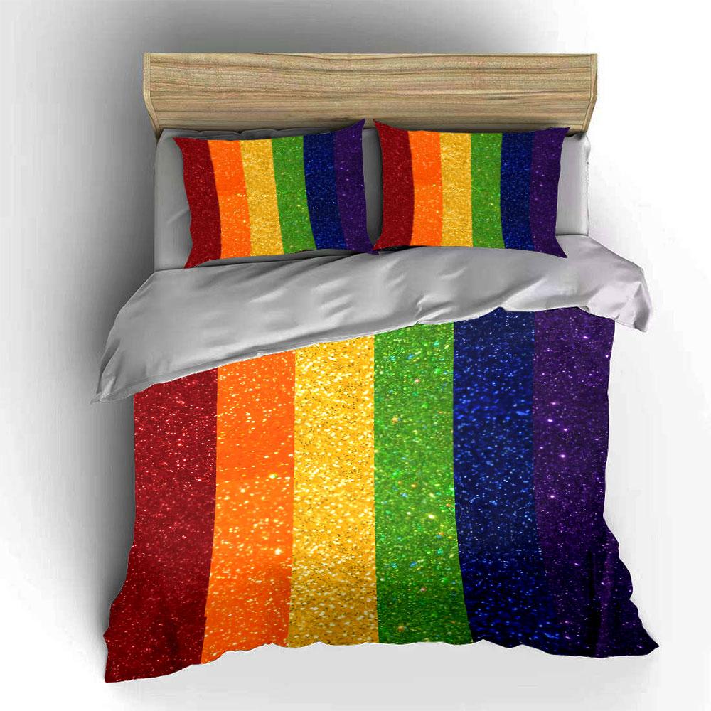 Regenbogen Glitzer Bettwäsche Set Bettwäsche Bettbezug Set Bettbezug Kissenbezüge (1 * Bettbezug 2 * Kissenbezüge, ohne Bettdecke)