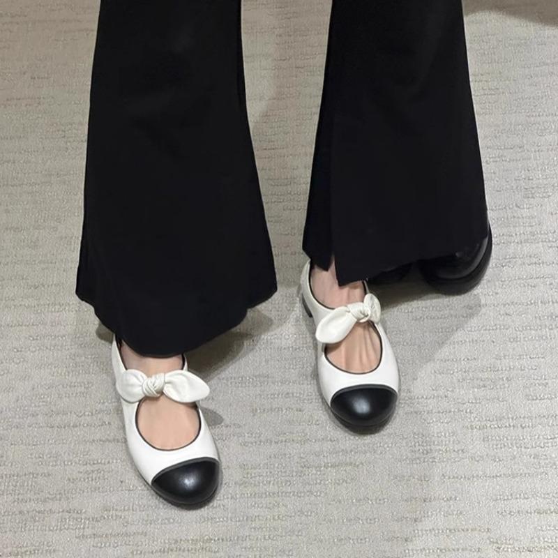 Moda Wiosna Nowe Buty na Niskim Obcasie Damskie Modne Okrągły Nosek Płytkie Wycięcie Kokarda Motylkowa Kolor Miękka Podeszwa Antypoślizgowe Pojedyncze Buty