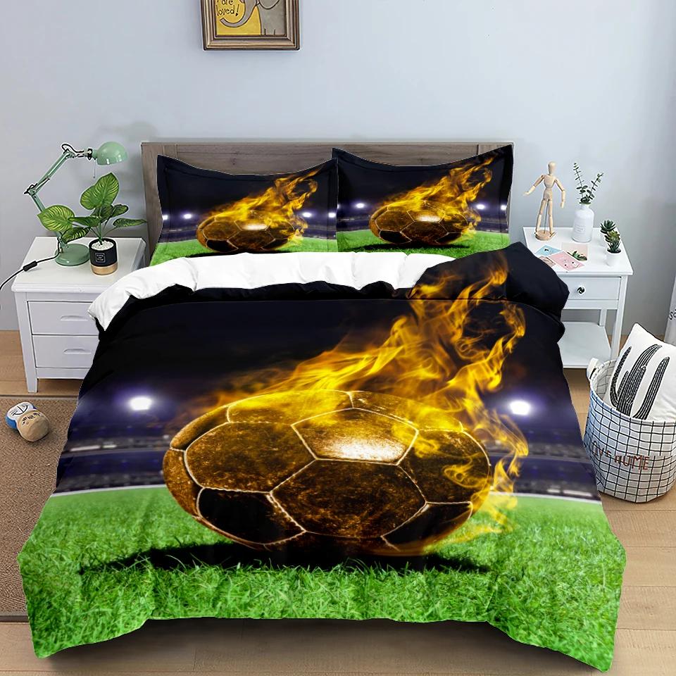 Football Bedding Set 3D Soccer Child Duvet Cover Single Double Sports Boy Home Textile Comforter Nordic Covers For Bed King Full