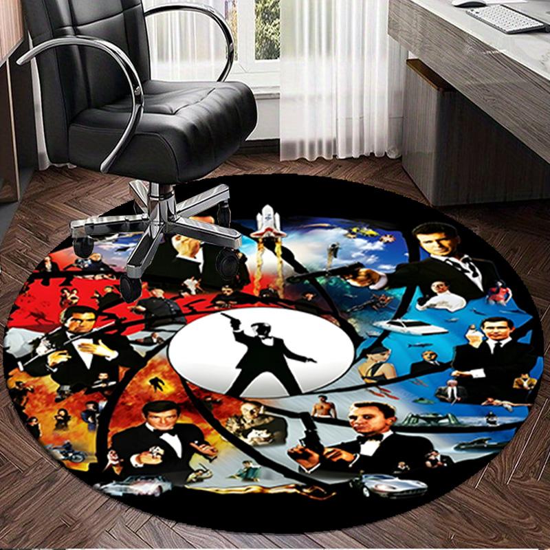 James Bond Movie Collage Round Rug for Livingroom,Bedroom, Palyroom, Chair Rug, Area Rug, Circle Carpet, Large Size Fan Christmas Gift