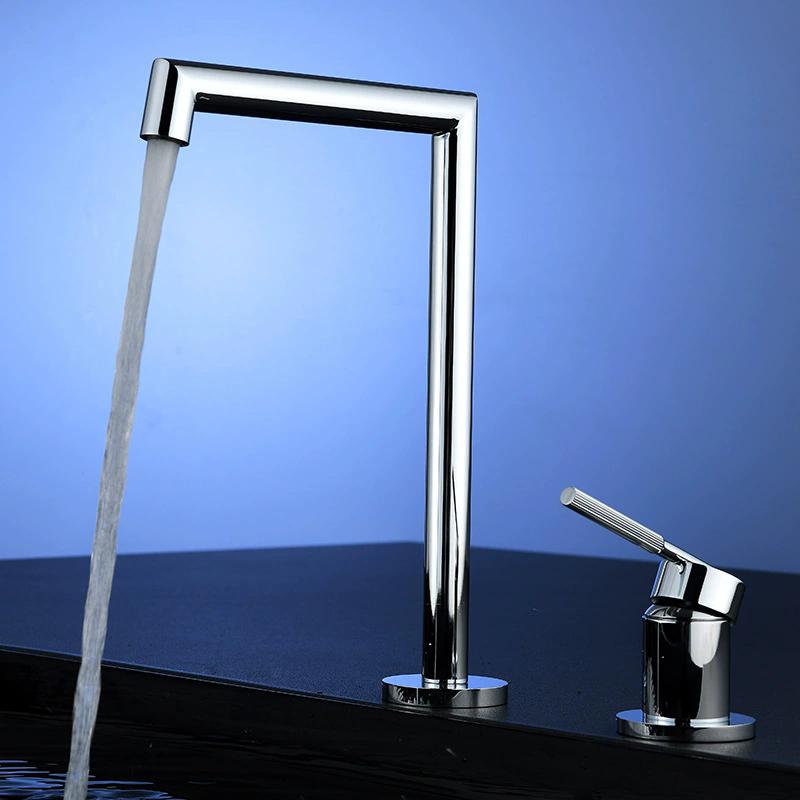 Tuqiu Brushed Gold Basin faucet Gray Bathroom Faucet two holes bathroom Sink faucet sink tap rotating widespread basin Tap