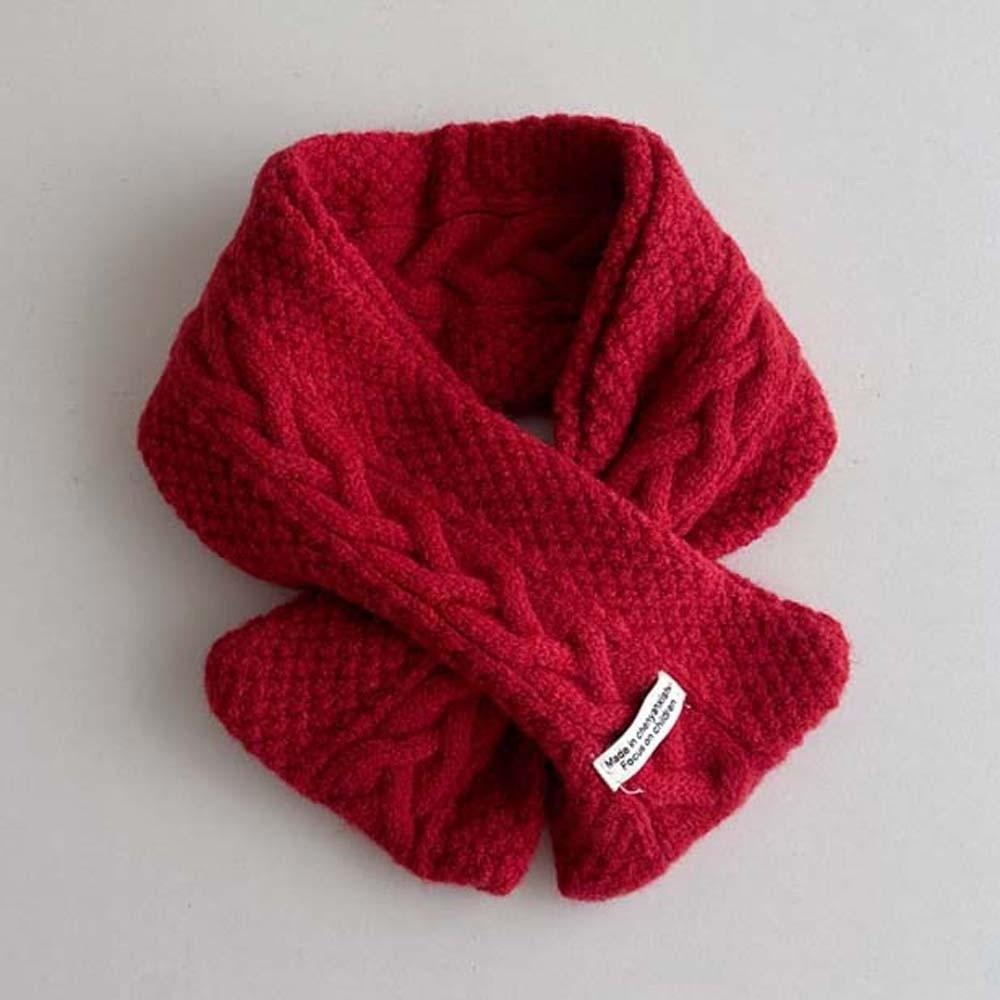 Trendy Kids Woven Neckerchief Elastic Winter Cross Muffler Versatile Children Knitted Scarf  Warmer