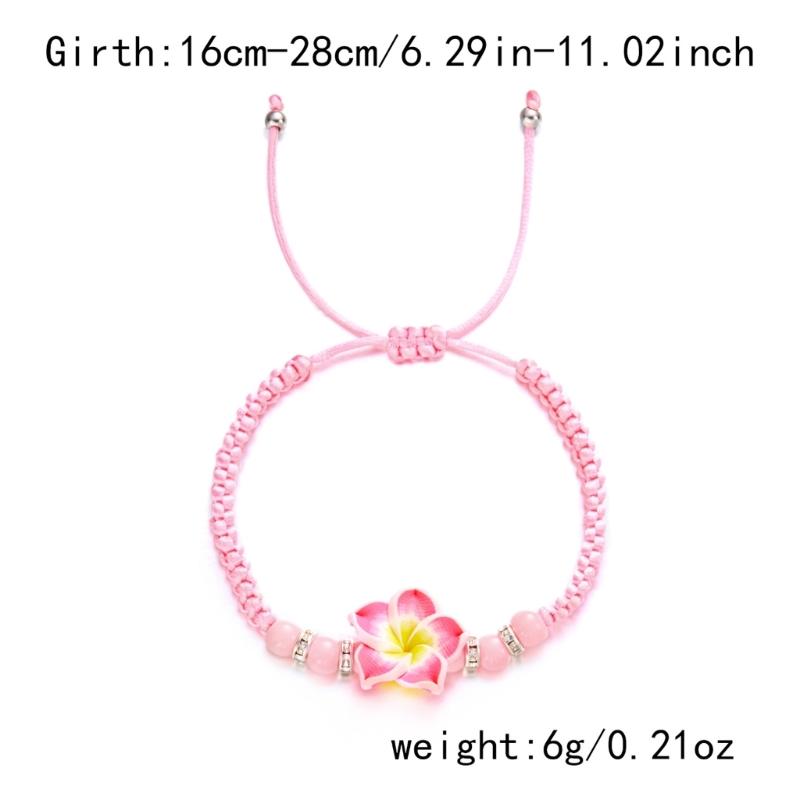 Hawaiian Style Flower Bracelet Handmade Beach Jewelry Adjustable Braided Rope Wristchain Stylish Bohemian Wrist Jewelry