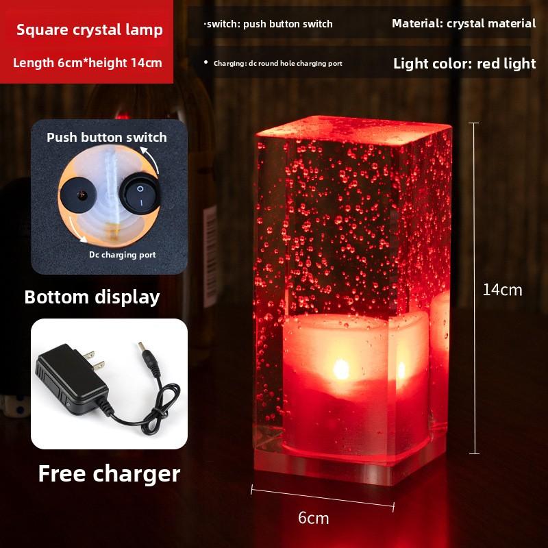 Bar Table Lamp Led Rechargeable Crystal Lamp Creative Personality Restaurant KTV Atmosphere Bedside Lamp Night Light Decorative Table Lamps