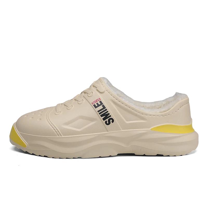 Fashion Casual Shoes Round Toe Flexible Slip-on Waterproof Comfortable Trendy All-match Non-slip Wear-Resistant Plus Velvet Keep Warm