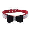 Pet decor Puppy Dog Cat Adjustable Collar prop Strap Buckle Rhinestone PULeather