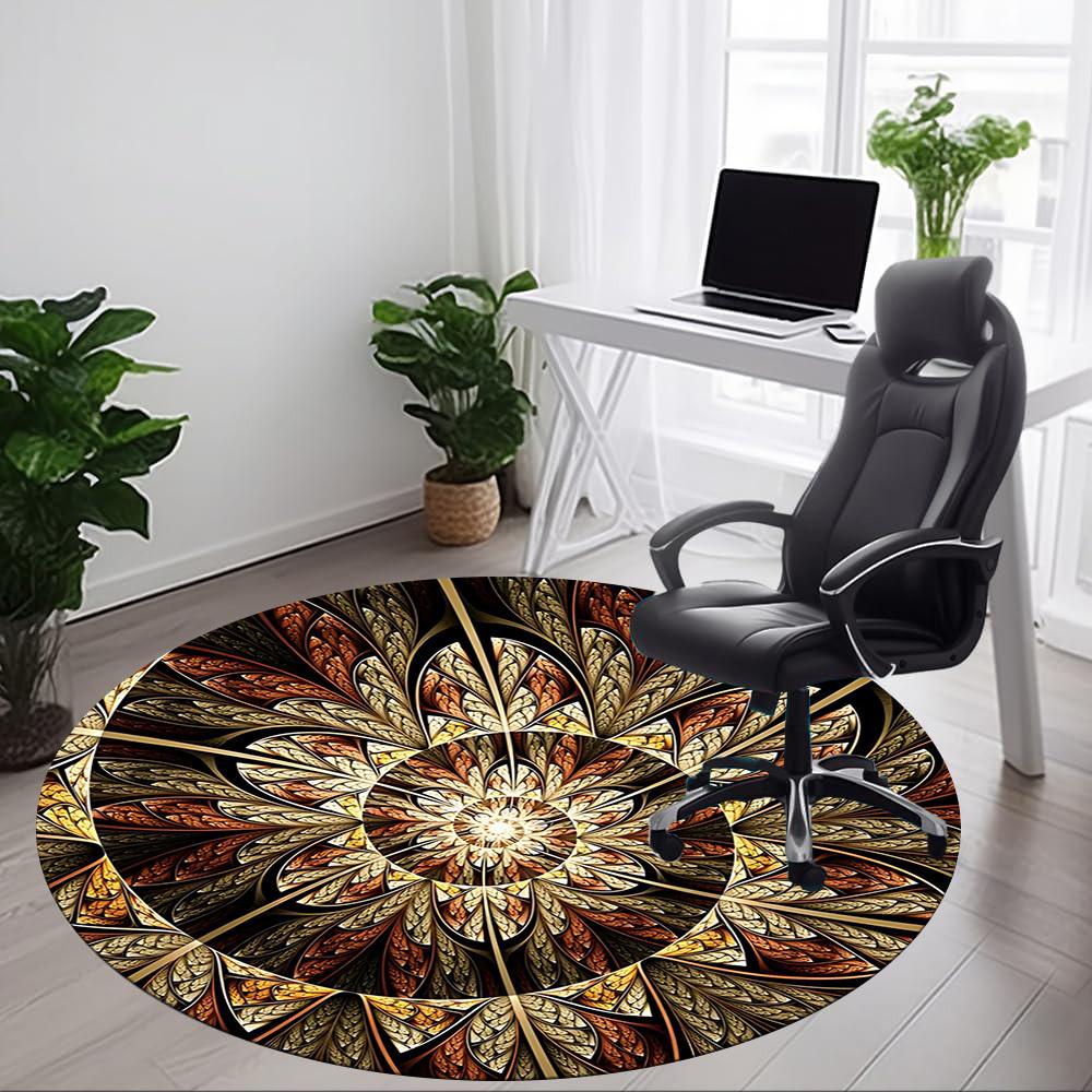 1pc Stained Glass Mandala Chair Carpet for Office, Soft Comfortable Mat For Office, Living Room, Bedroom, Machine Washable Carpet Yy251112097