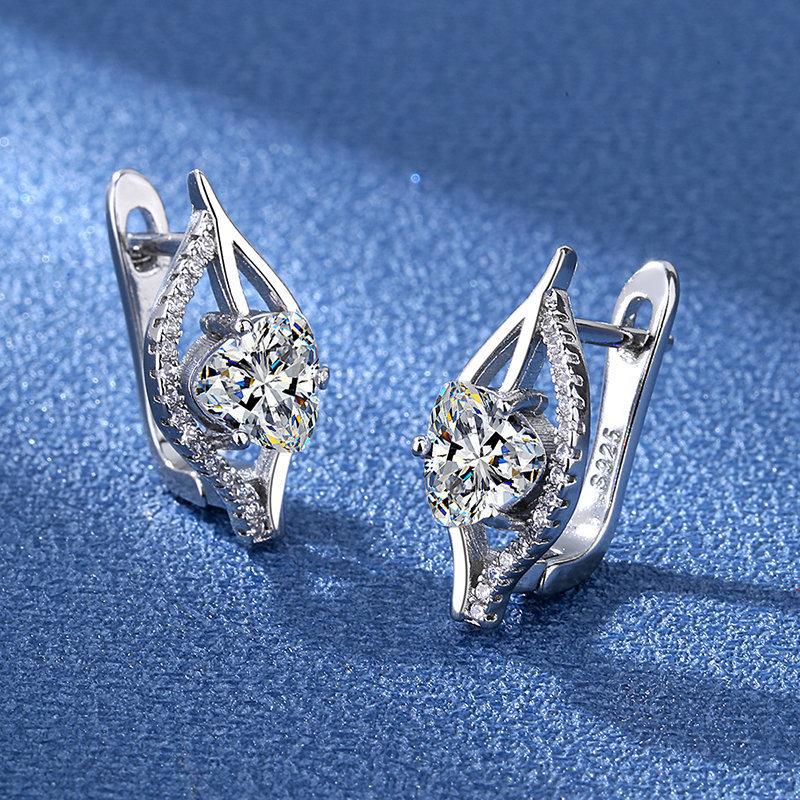 925 Sterling Silver Earrings For Women Round Zircon Earrings Sparkling Party Wedding Jewelry Gift Accessories