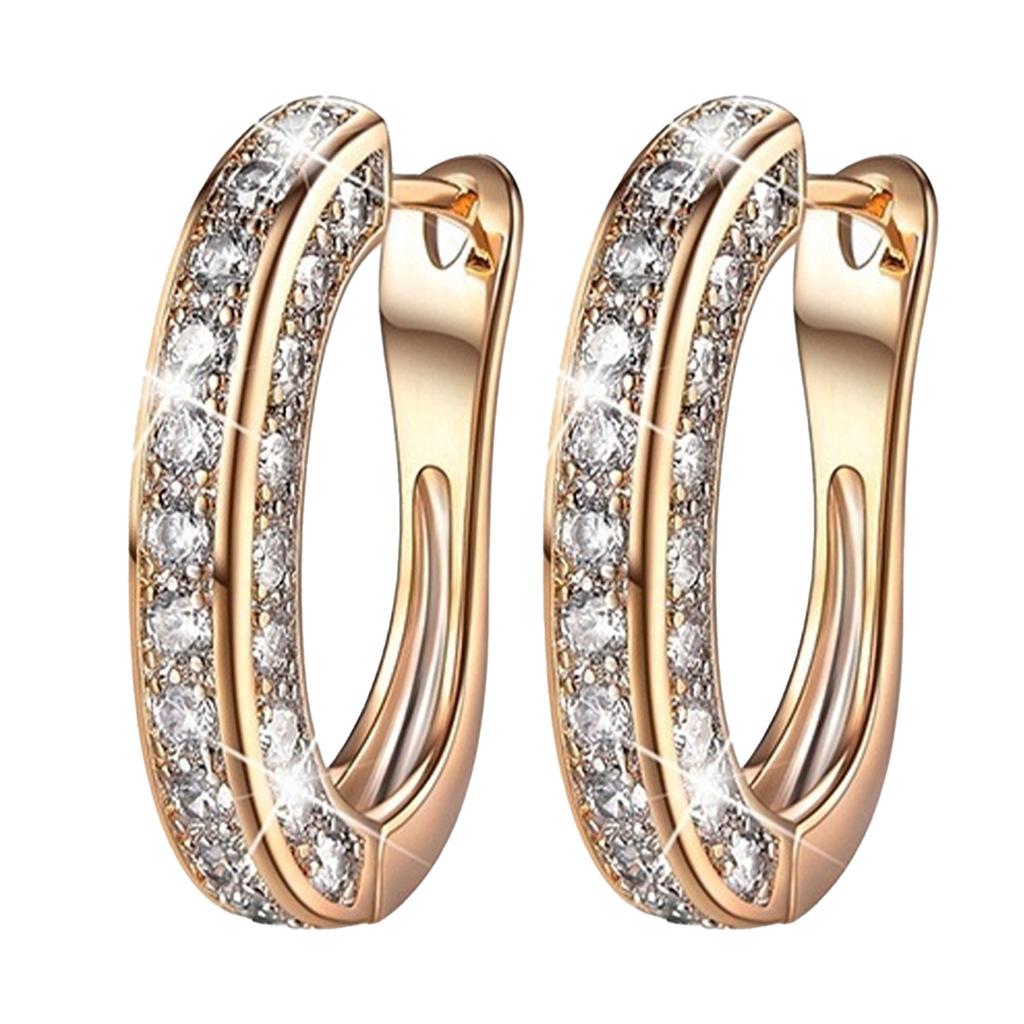 1 Pereche Știfturi de Urechi din Cristal Aurii Ușoare Luciose Rezistente la Culoare Dimensiune Compactă Rotunde Modă pentru Femei Fete