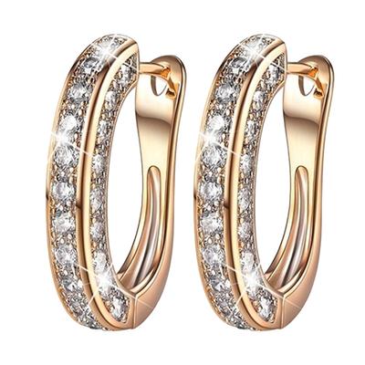 1 Paire Boucles d'Oreilles Puces Cristal Or Légères Couleur Brillante Inaltérable Taille Compacte Rondes Tendance pour Femmes Fille