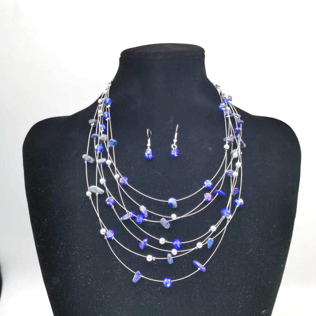 Crystal Shell Gravel Multilayer Bohemian Necklace Earrings Set Ladies Multilayer Beaded Necklace N155