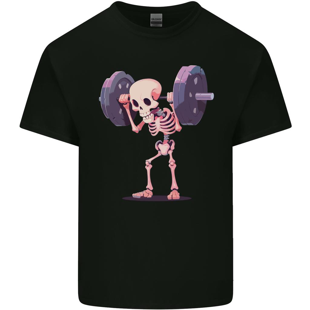 Gym Skeleton Bodybuilding Training Top Unisexs Light Cotton TShirt