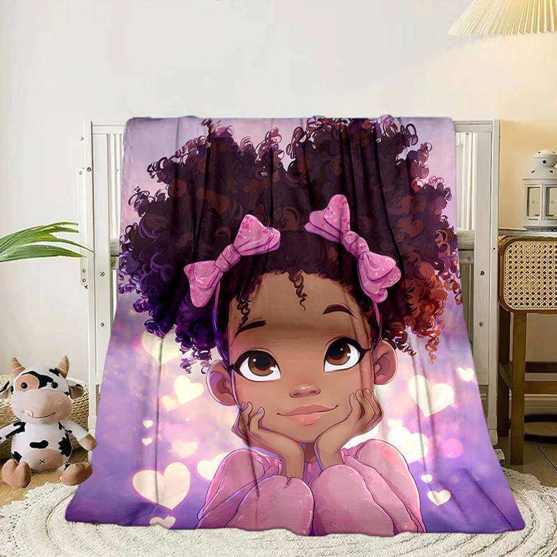 Black Princess Magic Celebration Blanket Flannel Blanket for Bed, Sofa, Camping, Hiking, Picnic Essentials, Gift for Family Fan Gifts