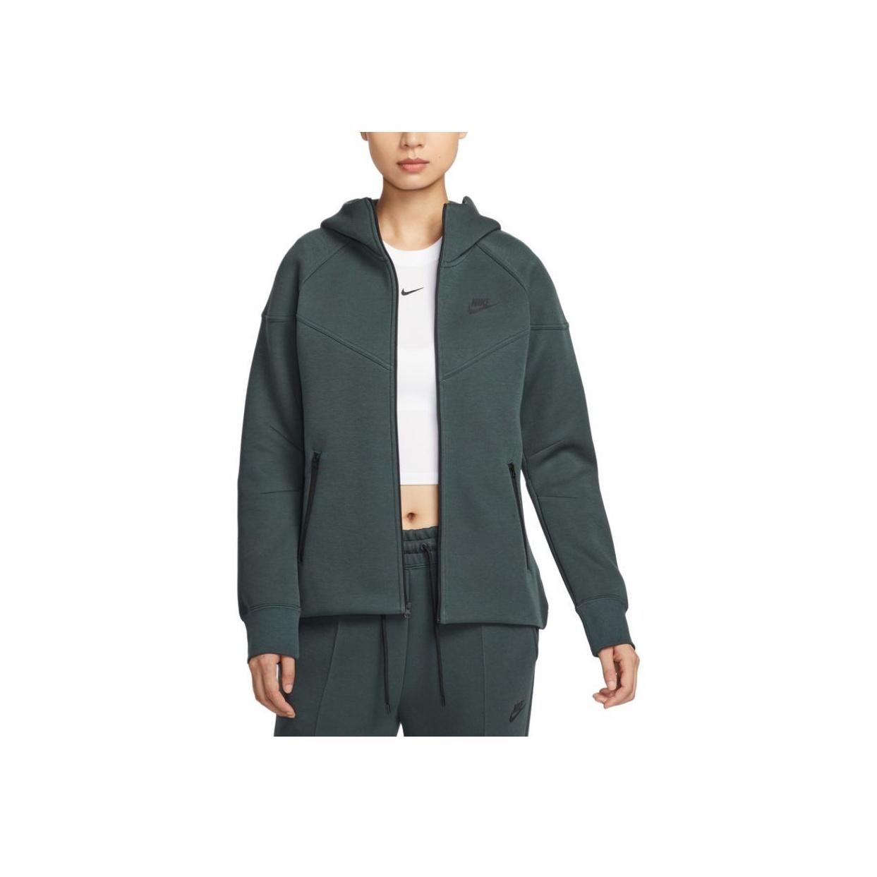 Nike Logo Solid Color Hooded Zip-Up Long Sleeve Jacket Women Jackets FB8339-390 XL