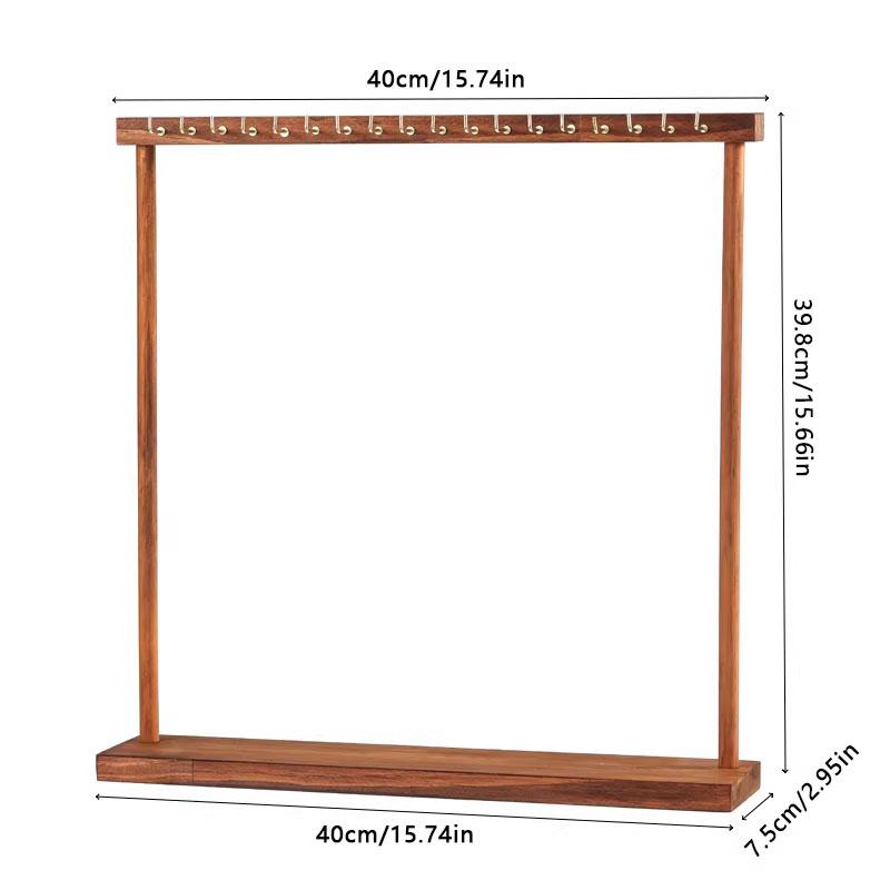 Elegant Walnut Wood Necklace Display Stand Jewelry Show Rack for Store Booth Bracelet Earring Calligraphy Brush Organizer Holder