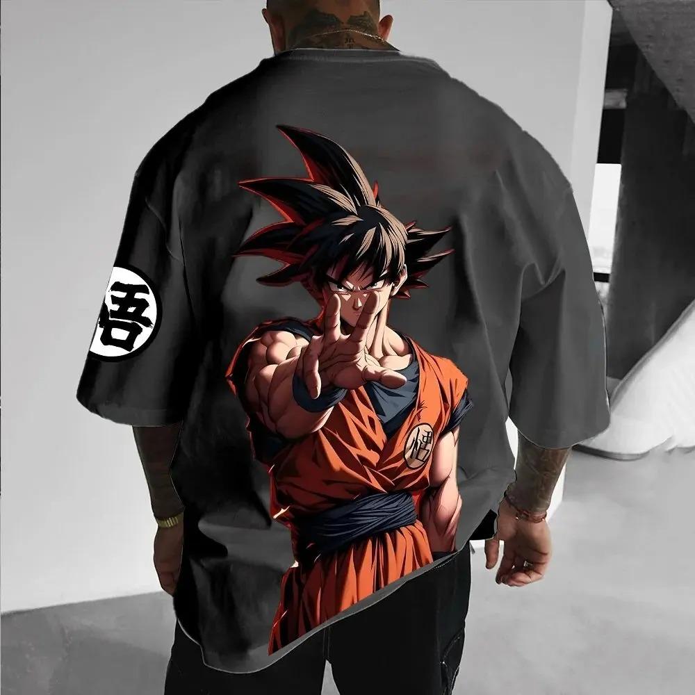 2026 Nowa Gorąca Wyprzedaż Modna Dragon Ball Z Super Saiyanin Son Goku Męska Luźna Koszulka Street Boy Letnia Casualowa Anime Top