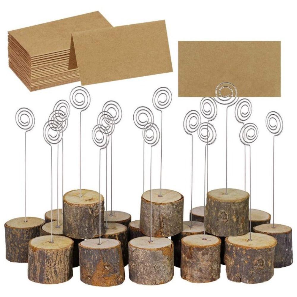 With Swirl Wire Wood Place Card Holders Messege Memo Clip Holders Table Number Name Sign  Party