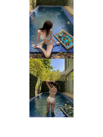 Strapless Cutout Bikini with Mesh Skirt - Slimming Three-Piece Swimsuit for Summer & Hot Spring Vacations