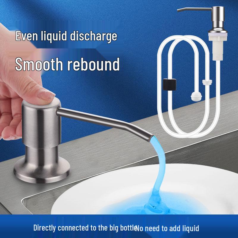 Kitchen Sink Soap Dispenser - Stainless Steel Extension Tube Detergent Presser