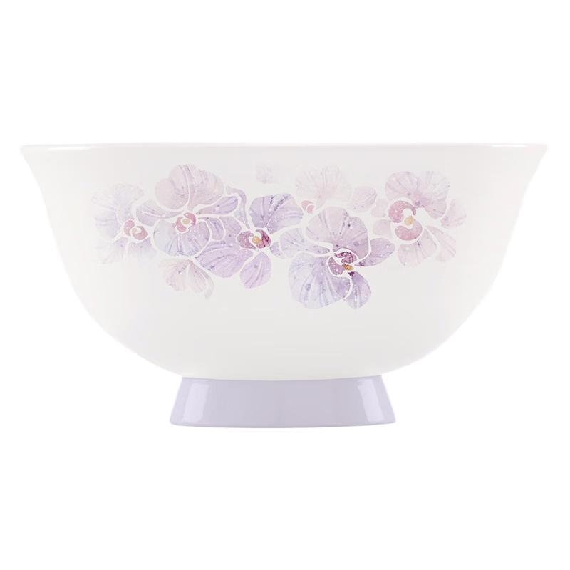 NINE CRANES Jingdezhen Purple Orchid 4.5-inch Rice Bowl Set of 6