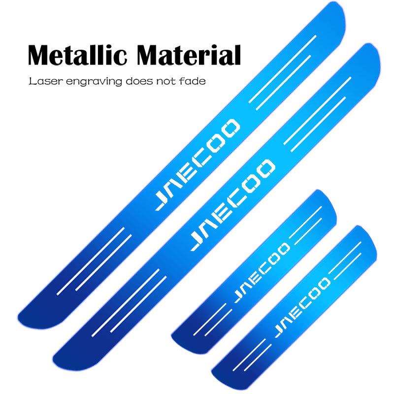 4pcs Car Stainless Door Sill Strip 3D Metal Brushed Black Threshold Sticker for Jaecoo J6 J7 J8 PHEV