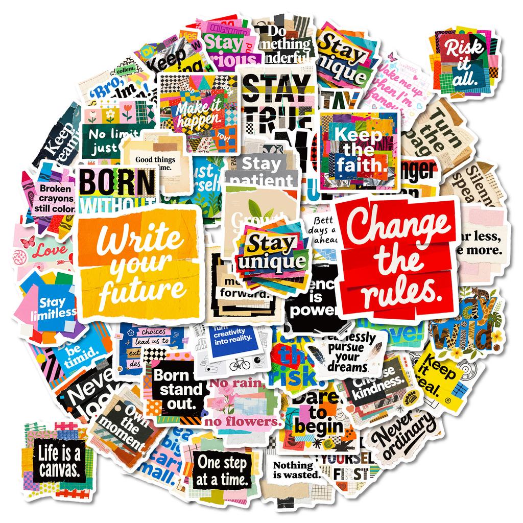 56 Inspirational Splicing Text Graffiti Stickers Creative Trend Decorative Waterproof Stickers