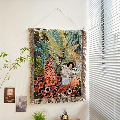 Bohemian Tapestry Blanket z Wiszącym Wystrojem. Do montażu na ścianie, na biurku i przy wejściu. Wielofunkcyjny element artystyczny.