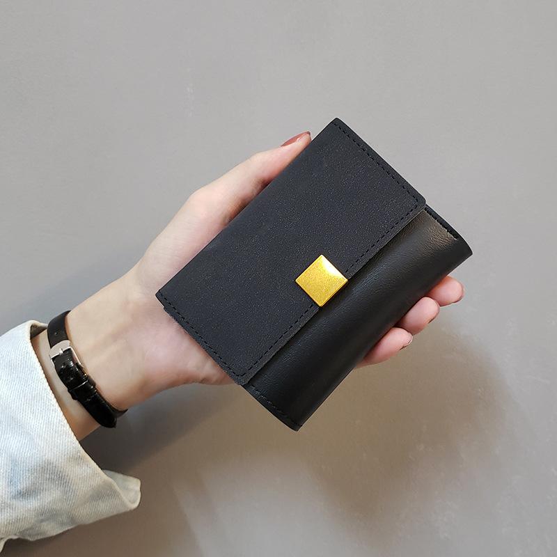 Women PU Leather Short Wallet Color Block Bifold Wallet Card Holder ID Window Coin Pocket Cash Organizer Clutch Purse