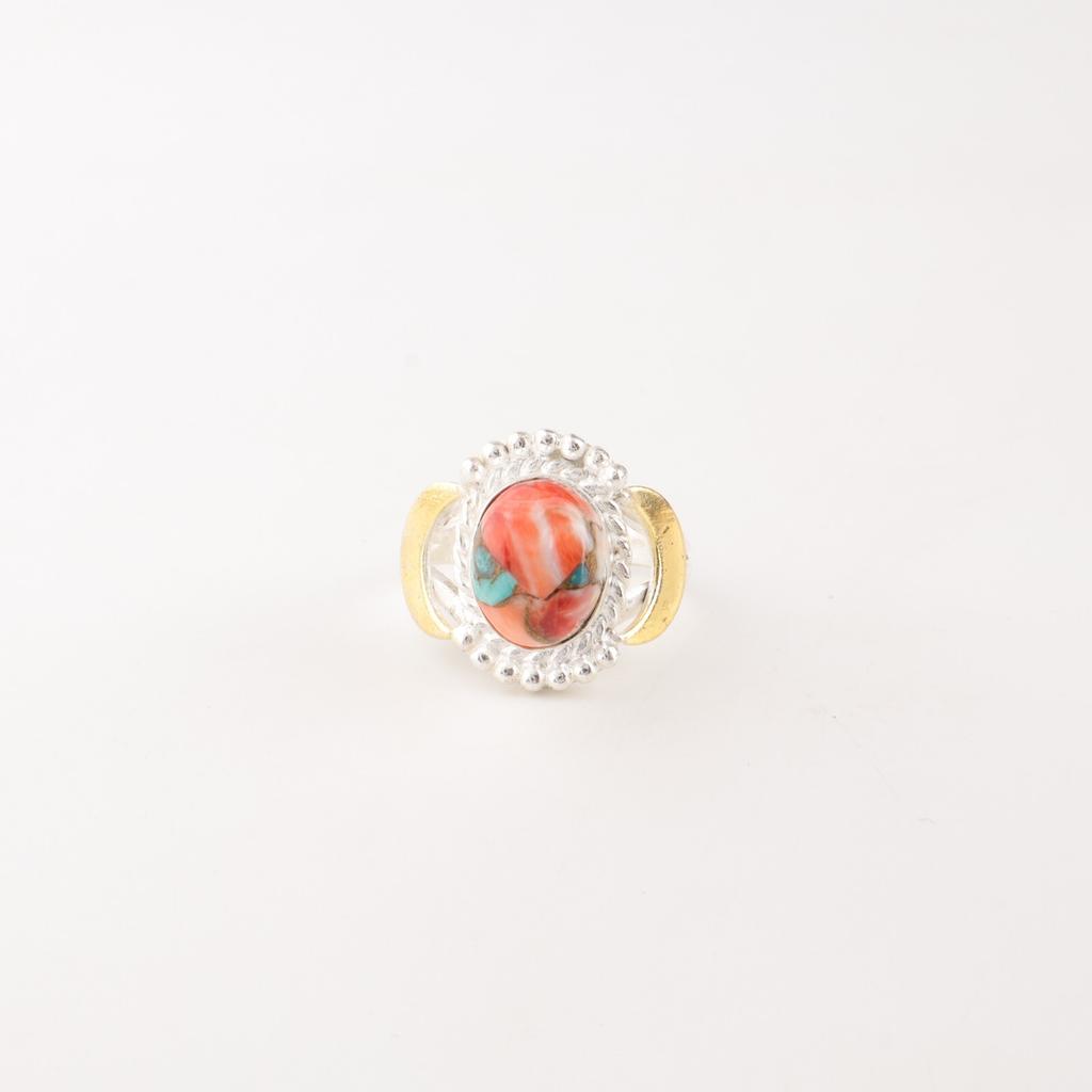 Natural Spiny Oyster Gemstone 925 Stamped Silver Jewelry Handmade Gemstone Ring RR-61-45