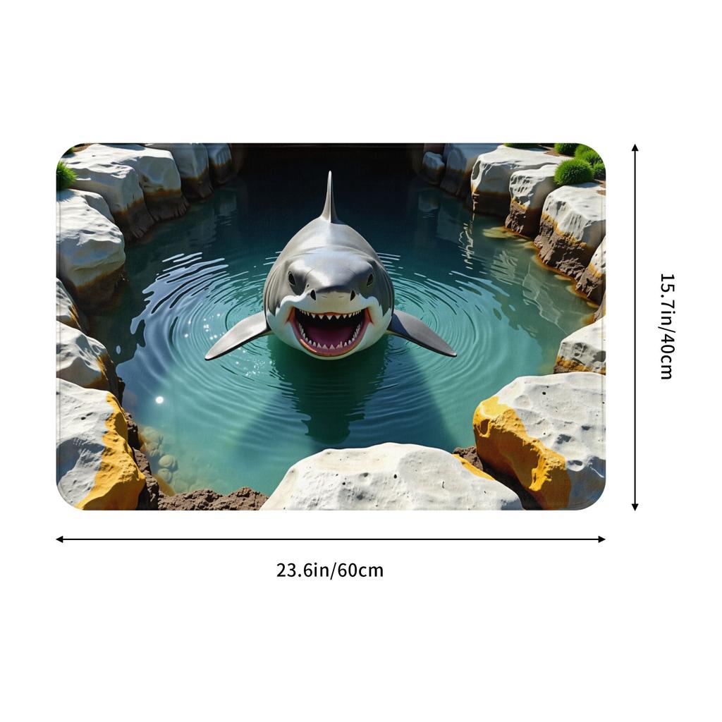 Shark Attack 3D Visual Design Front Door Mat Anti-Slip Outdoor Waterproof  Doormat Kitchen Balcony Entrance Rug Carpet