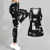 Luipaardprint en Graffiti Patroon Print Yoga Outfit voor Dames Mode Workout Leggings Fitness Sport Casual Yoga Set Sportpak