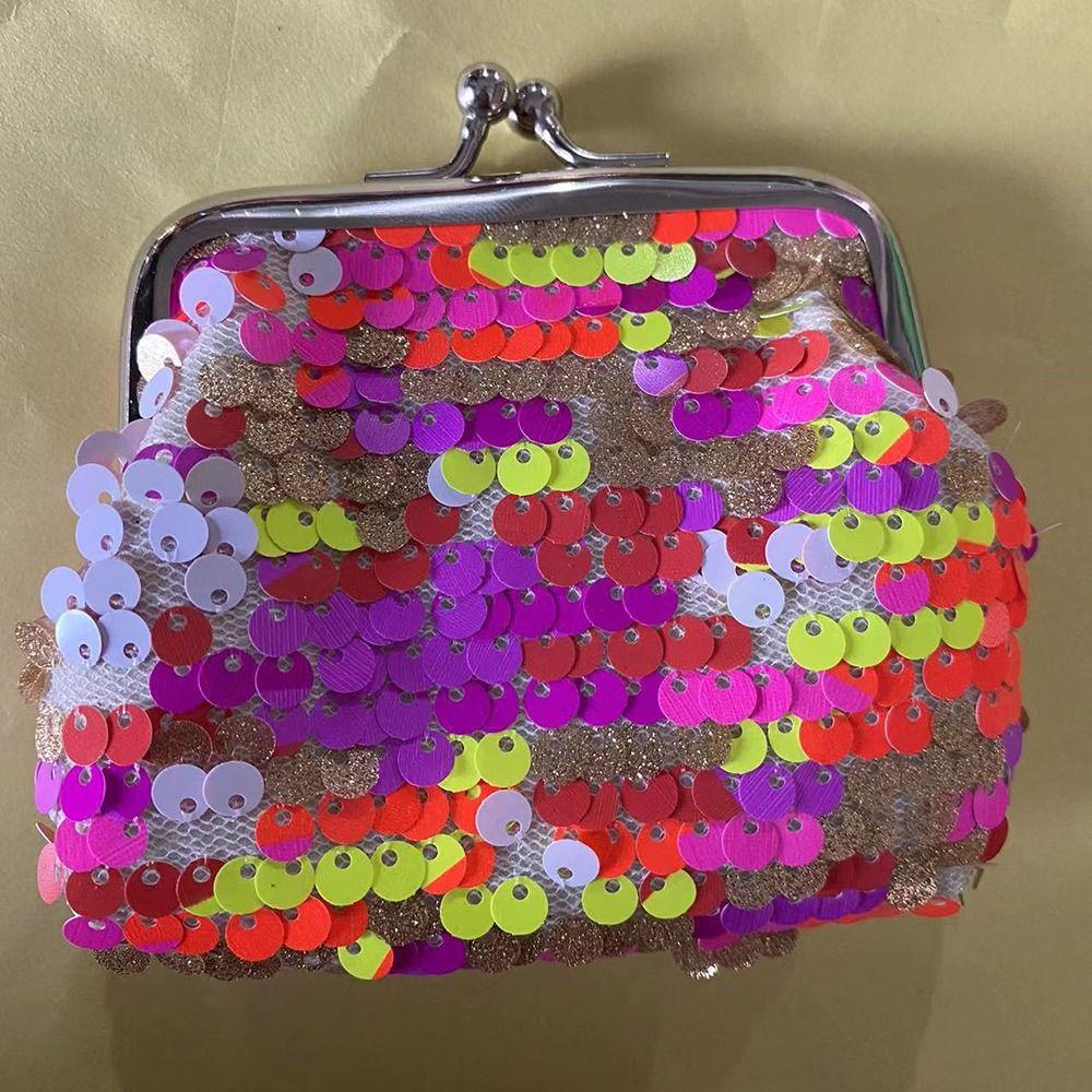 3-inch Colorful Sequins Fashion Small Money Pouch Zero Wallets Portable Coin Purses Creative Earphone Data Cable Storage Bag