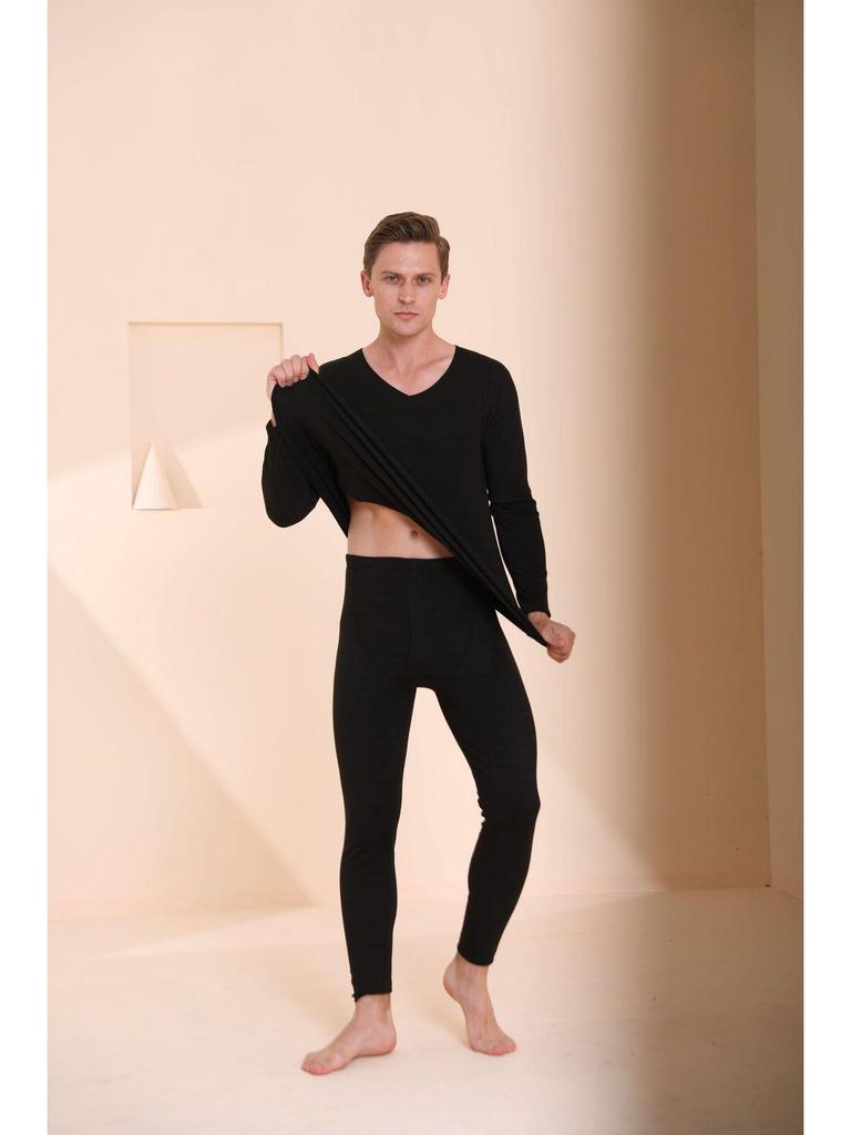 Herr German Velvet Termounderkläder och Pyjamas Set - Höst/Vinter Underställströja och Byxor, Plus Sammetstjocklek