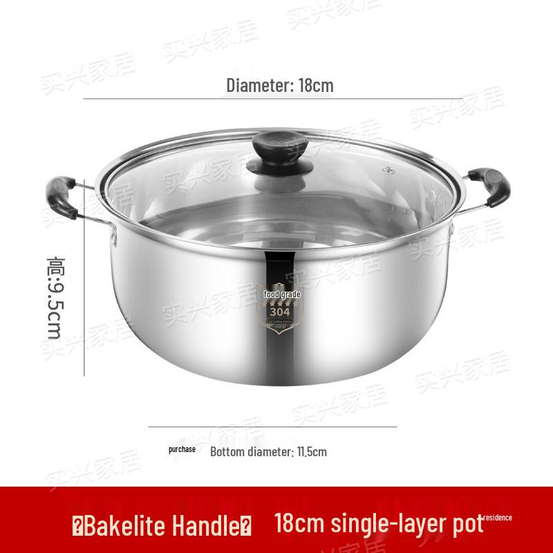Thickened 304 Stainless Steel Soup & Milk Pot with Steamer for Induction & Gas Cookers