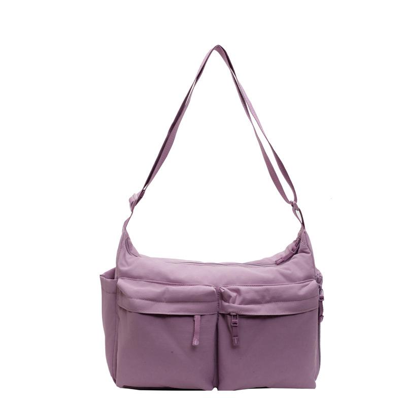General Leisure Satchel Single Shoulder Crossbody Bag Multi-pocket Waterproof Large Capacity Nylon Cloth Bag