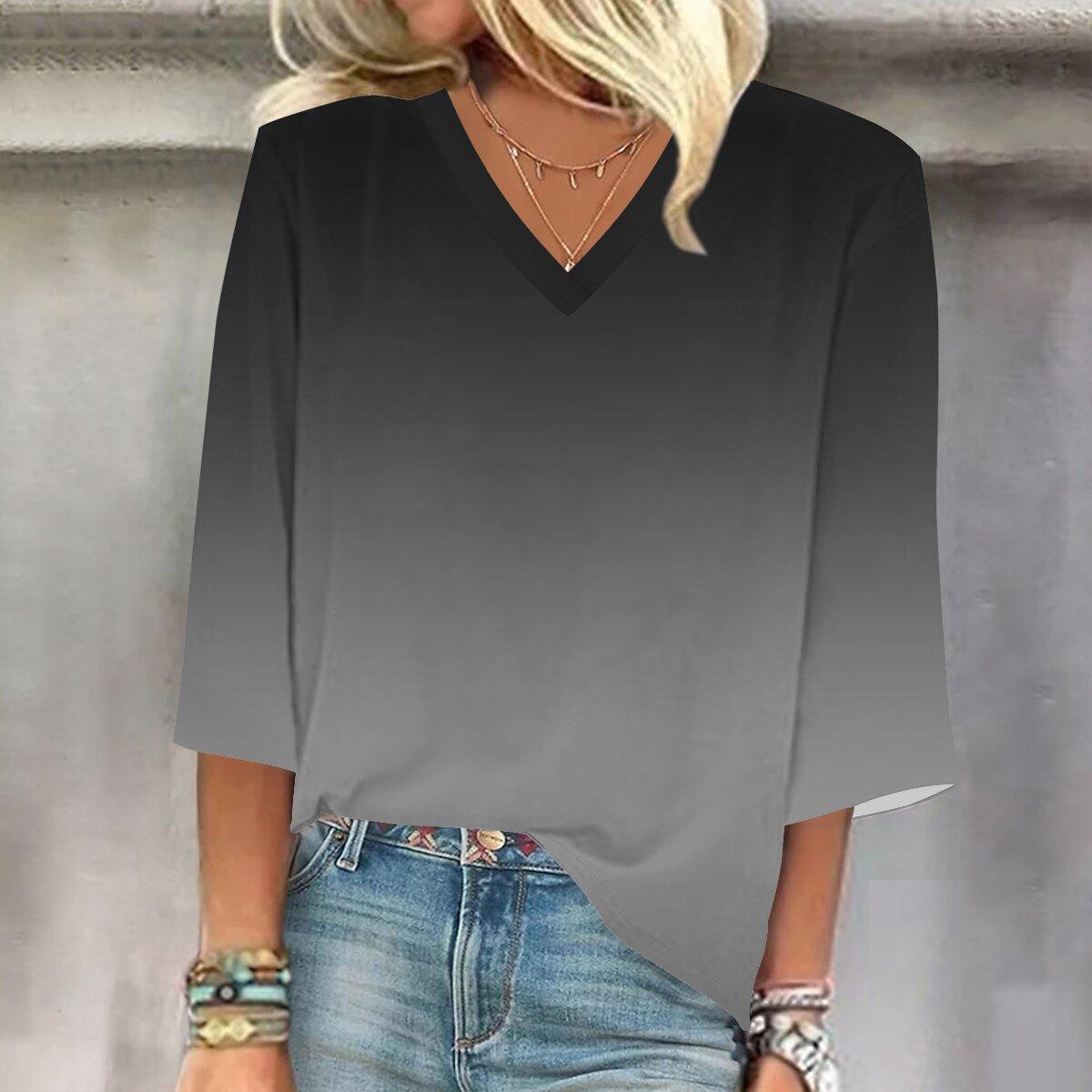 

2023 Весенне-осенний новый модный топ с рукавом 3/4 и принтом