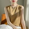 Wool Blend Spring Women's Vest Round Neck Drilling Sleeveless Knitted Vest Short Bottom Shirt