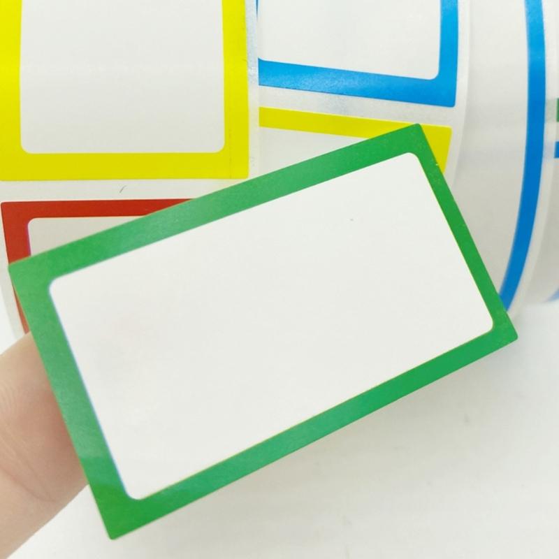 250Pcs Adhesive Label Sticker Colorful Border Name Sticker Food Date Label Clothing Label for School Office Conference