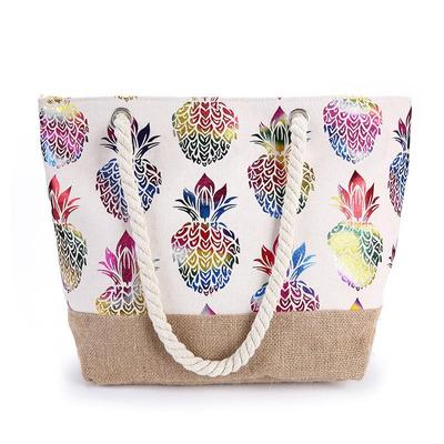 Neue Einkaufstasche aus Baumwolle, koreanische Umhängetasche für Damen, einfache Einkaufstasche mit Ananas-Aufdruck