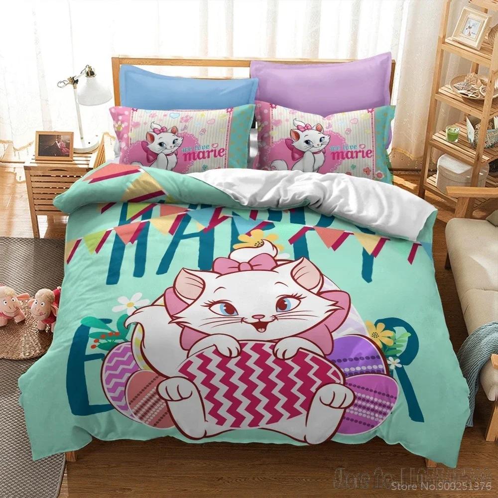 3D Print Cartoon Marie Cat Duvet Cover Set HD Comforter Cover for Kids Bedding Sets Bedclothes Bedroom Decor