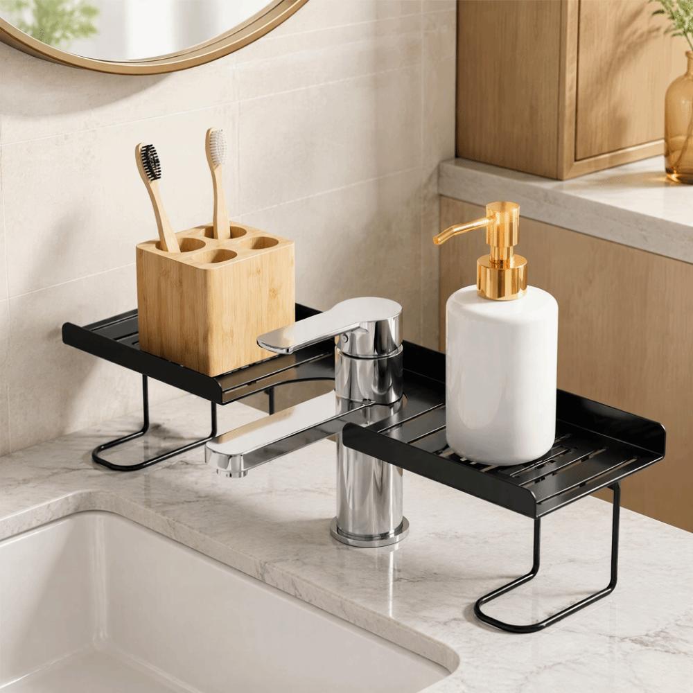 Estante de Almacenamiento para Grifo de Baño sobre Encimera Sin Taladro Estante de Almacenamiento para Encimera de Fregadero Cocina