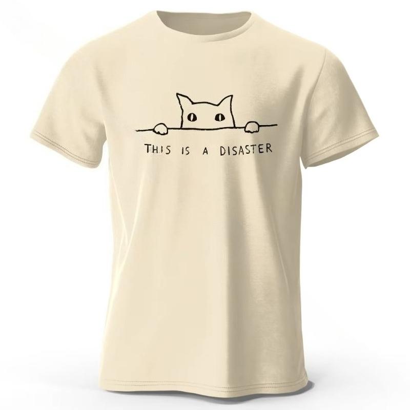 

Minimalist Line Art Cat Print T Shirt Graphic T Shirt High Quality Mens and Womens Short Sleeve T Shirt Mens Sportswear Top S