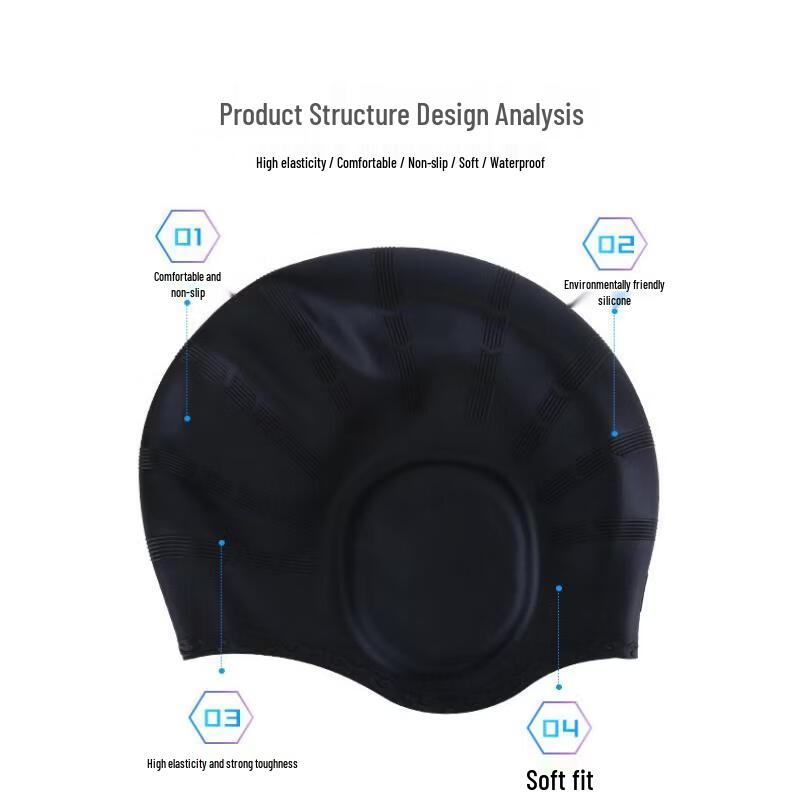 Junwen Silicone Swim Cap with Ear Protection