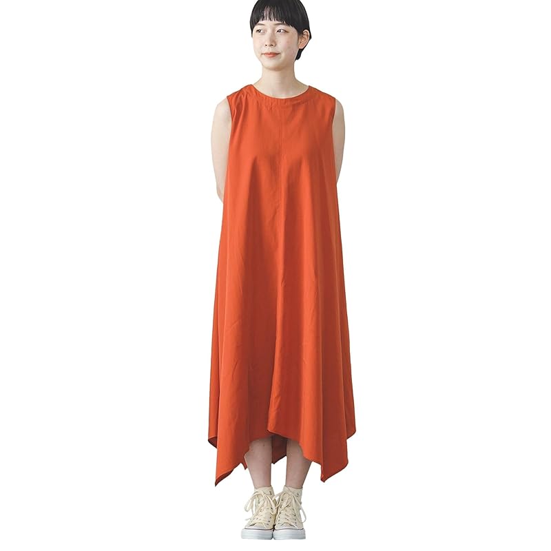 

[Beams Heart] one piece No-sri switching flare dress ladies ORANGE FREE